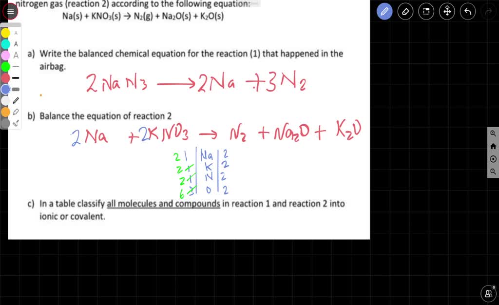 SOLVED Question 1 (5 marks) In a car airbag, sodium azide (NaN3