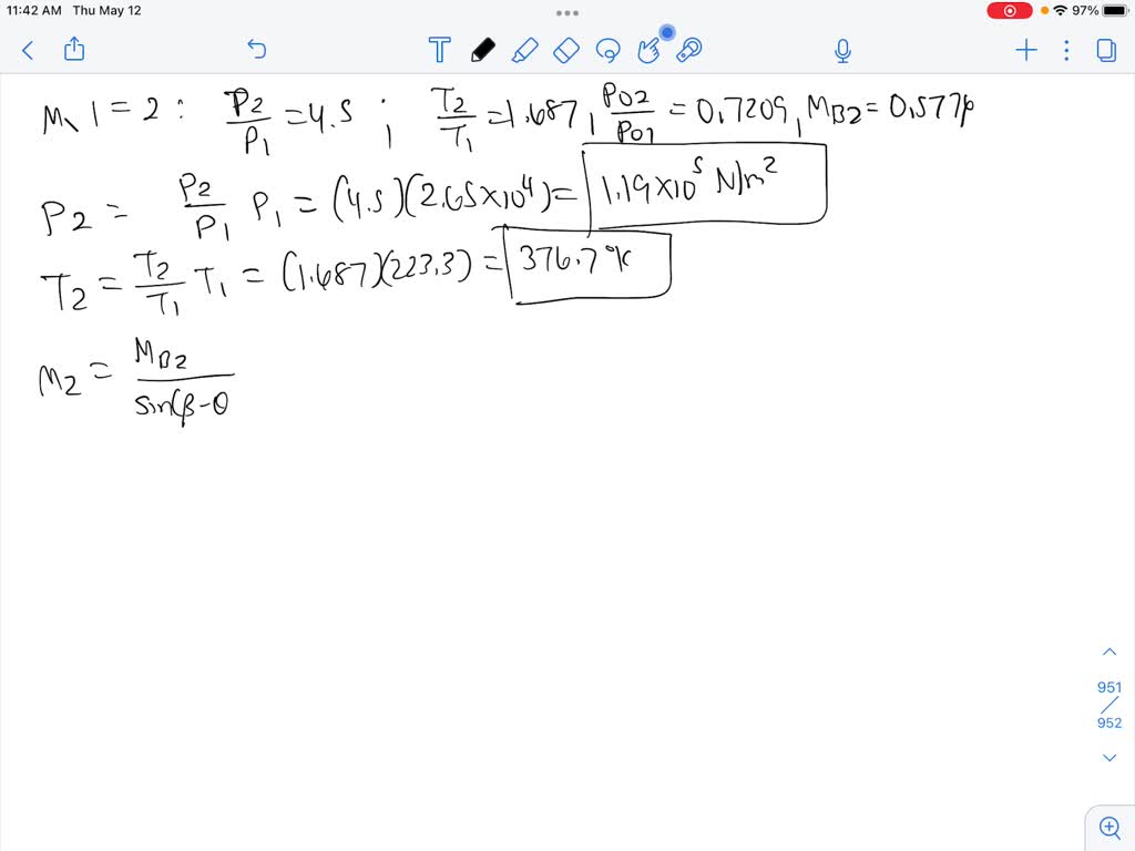 SOLVED Consider an oblique shock wave with a wave angle of 30Â° in a