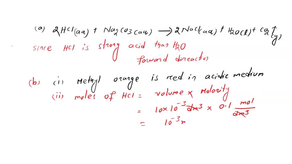 SOLVED Dilute hydrochloric acid reacts with sodium carbonate solution