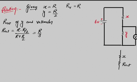 Resistors X and Y are connected in series with a 6.0 V...