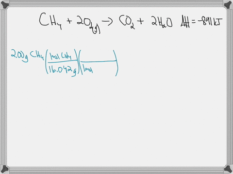 consider-the-following-reaction_-ch4g-2-o29-cozg-2-hzo-ah-891-kj-calculate-the-enthalpy-change-for-each-of-the-following-cases_-a-200-g-methane-is-burned-in-excess-oxygen-b-200x10-l-methane-51049