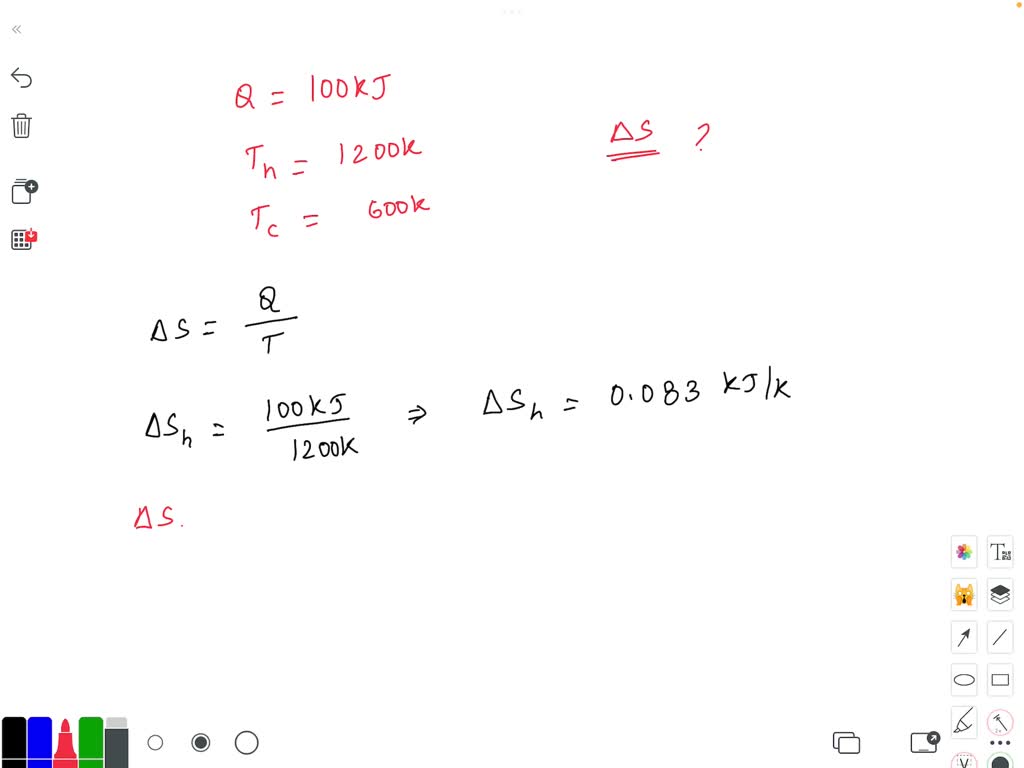 SOLVED Heat in the amount of 100 kJ is transferred directly from a hot