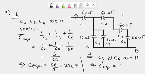 find-the-equivalent-capacitance-of-the-combination-of-capacitors-between-the-points-a-and-b-as-shown-in-figurealso-calculate-the-total-charge-that-flows-in-the-circuit-when-a-100-v-battery-i-56402