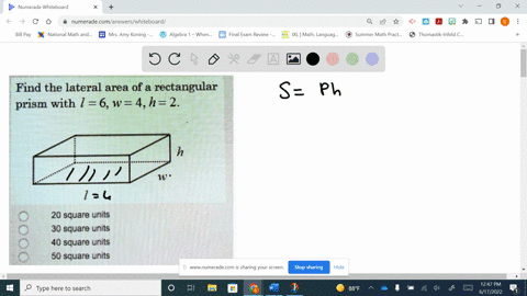 a rectangular prism is shown below what is the lateral surface area ...