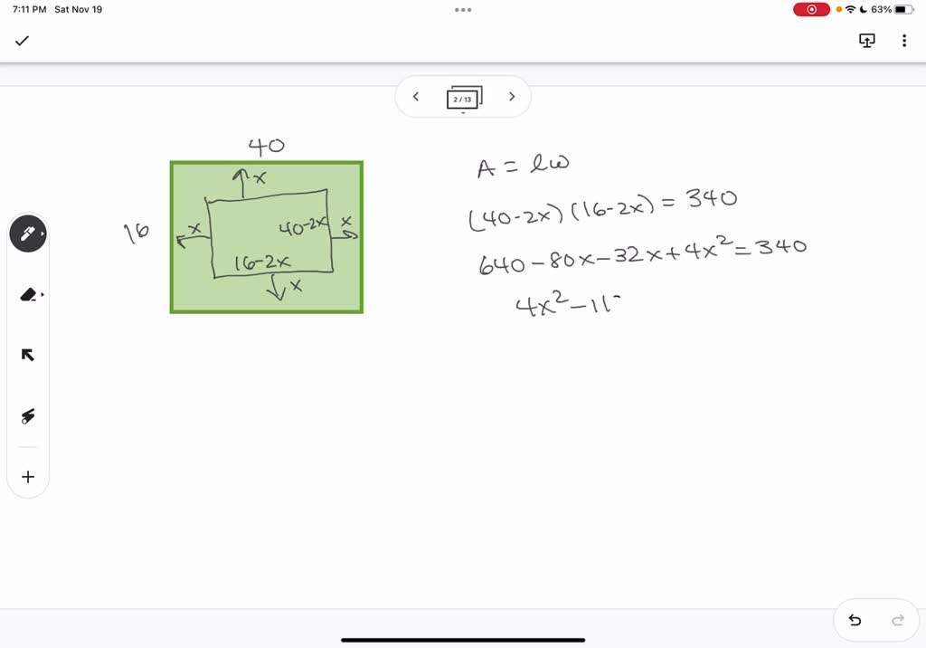 solved-a-picture-frame-measures-16-cm-x-40-cm-on-the-outside-and-340