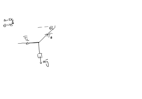 a-block-of-mass-5-kg-is-suspended-by-two-ropes-as-shown-in-the-picture-below-the-angle-that-the-right-rope-makes-with-the-horizontal-is-q-45-degrees-5-compare-the-tensions-in-the-two-ropes-a-13272
