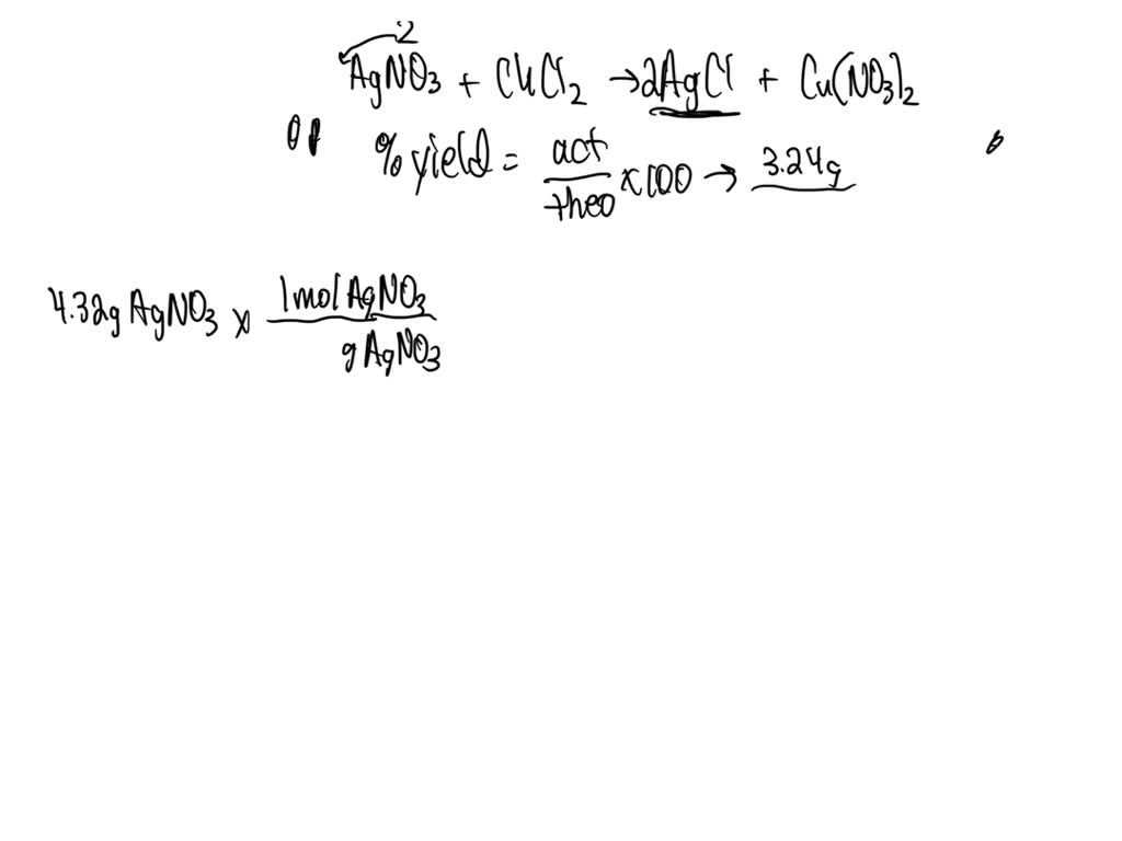 SOLVED: Consider the reaction of AgNO3 with CuCl2 to form AgCl and Cu ...