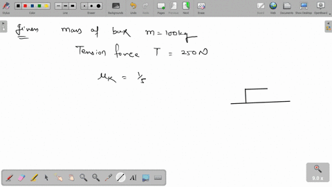 a-box-of-mass-100-kg-is-being-pulled-in-a-straight-line-along-the-floor-the-tension-force-pulling-the-box-is-horizontal-and-has-magnitude-250-n-and-the-coefficient-of-kinetic-friction-betwee-80806