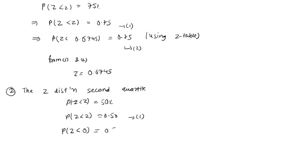 Solved What Z Score Corresponds To The Third Quartile Of The Distribution The Second Quartile 6147