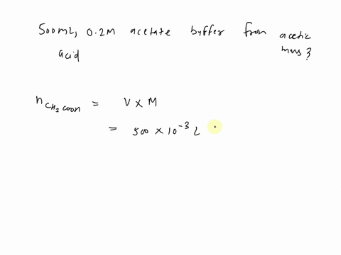 you-are-asked-to-prepare-500-ml-0200-m-acetate-buffer-at-ph-490-using-only-pure-acetic-acid-mw-6005-gmol-pka-476-300-m-naoh-and-water-how-many-grams-of-acetic-acid-will-be-needed-to-prepare-74762
