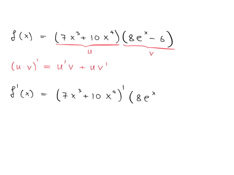 use-the-product-rule-to-find-the-derivative-of-left7-x310-x4rightleft8-ex-6right-use-mathbfewedge-mathbfx-for-ex-you-do-not-need-to-expand-out-your-answer