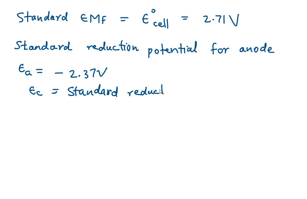 SOLVED 'What is the EMF of galvanic cell if the standard reduction