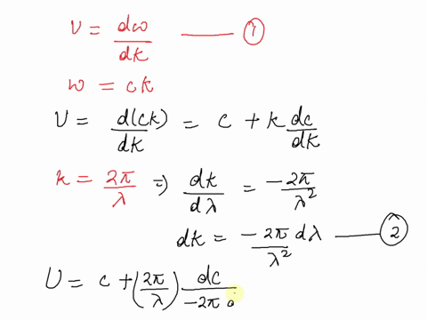 For a dispersive wave, derive the following relations...