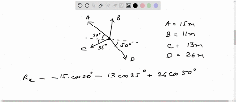 the-magnitudes-of-the-four-displacement-vectors-shown-in-the-drawing-are-a-150-m-b-110-m-c-130-m-and-d-260-m-determine-the-a-magnitude-and-b-direction-for-the-resultant-that-occurs-when-thes-71842