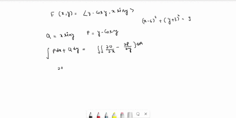 use-greens-theorem-to-evaluate-check-the-orientation-of-the-curve-before-applying-the-theorem-fx-y-y-cosly-x-siny-c-is-the-circle-x-62-y-32-9-oriented-clockwise-need-help-rradli-mhlchkt-46258