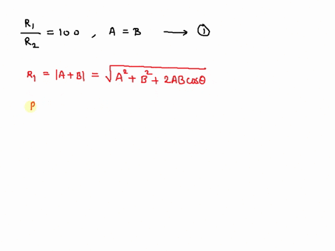 two-vectors-a-and-b-have-precisely-equal-magnitudes-for-the-magnitude-of-ab-to-be-100-times-larger-than-the-magnitude-of-a-b-what-must-be-the-angle-between-them-29998