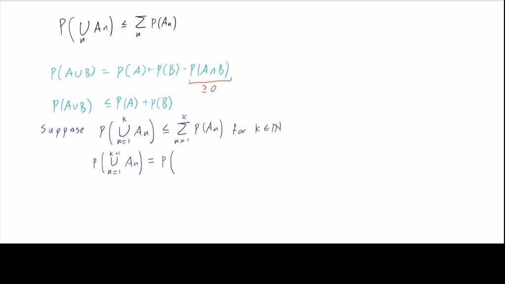 SOLVED: 12 Boole's Inequality Let A1, A2, ..., An Be The Sequence Of ...