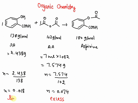 salicylc-acid-acetic-anhydride-c_ho3-c4h03-fw-13812-g-mol-rw-10209-gmol-experimental-data-aspirin-cgh804-fw-18017-glmol-mass-of-salicylic-acid-used-2438-g-volume-of-acetic-anhydride-density-38447
