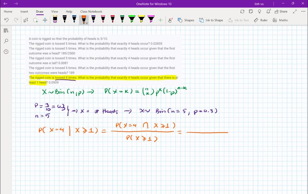 SOLVED A coin rigged so that the probability of heads is 2/5. The