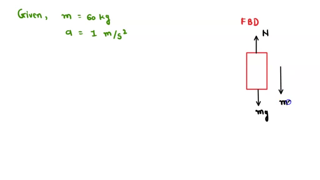 A person with a mass of 60 kg stands on scale in an elevator. What will