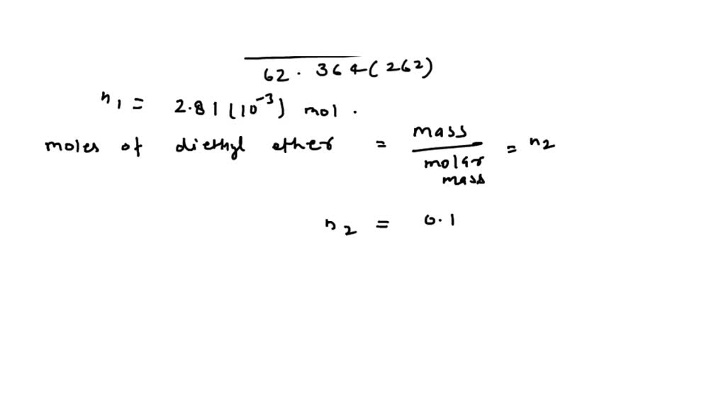 SOLVED: The vapor pressure of liquid diethyl ether, C2H5OC2H5, is 100 ...