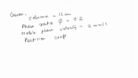 chromatographic-separations-a-typical-chromatography-column-is-15-cm-long-has-a-phase-ratio-0-02-and-has-a-mobile-phase-velocity-of-2-mm-8-what-is-the-velocity-of-a-solute-that-has-a-partiti-24443