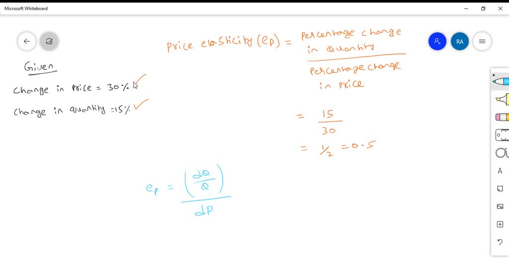 SOLVED: If a 30 percent change in price causes a 15 percent change in ...