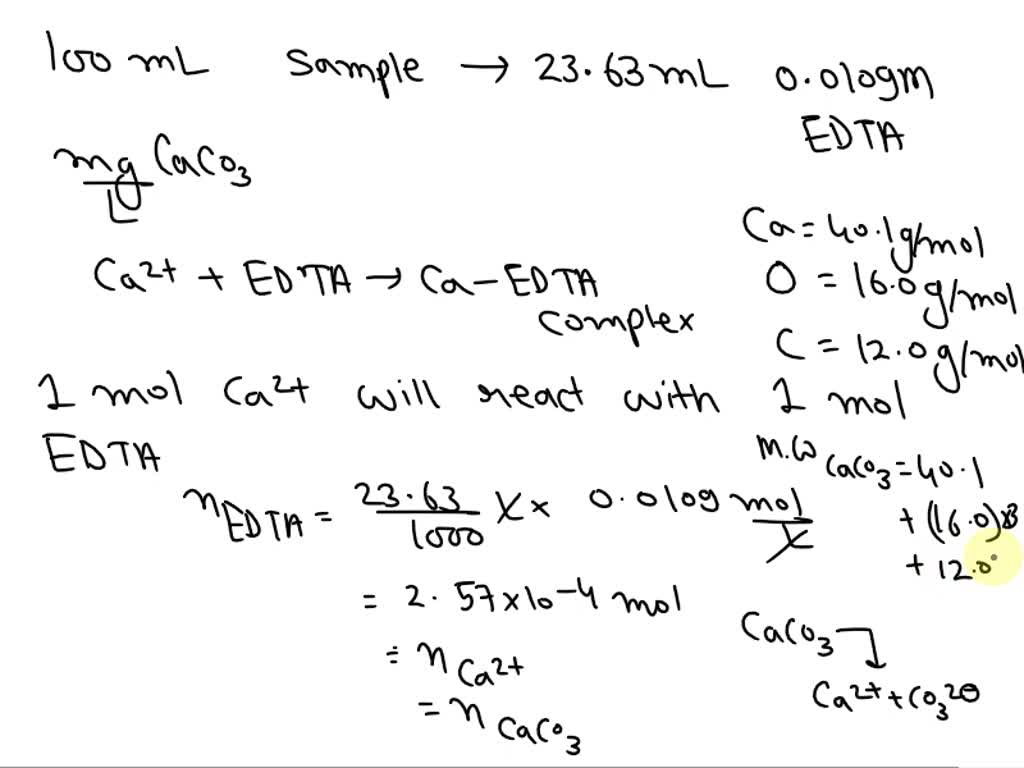 A 100.0 mL sample is analyzed for hardness using complexometric