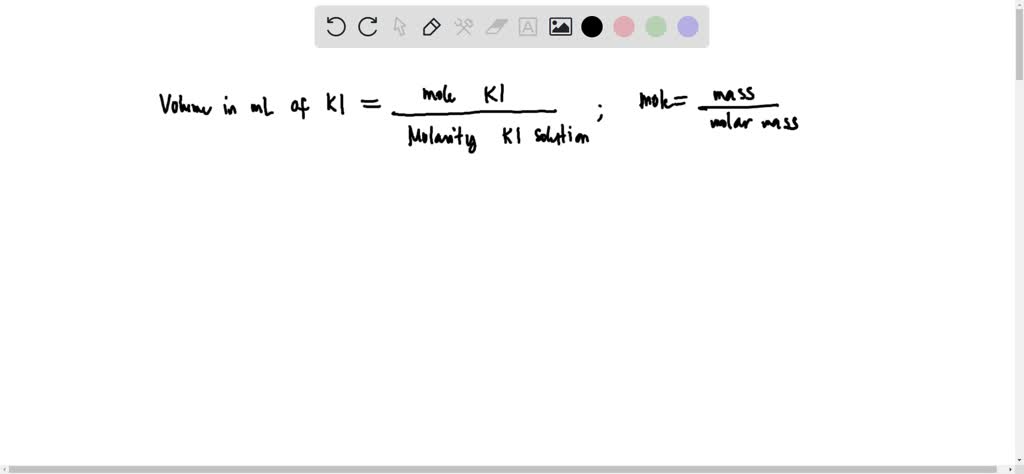 SOLVED: Chemist Adds 170.0 ML Of 3.93 MolL Potassium Iodide Solution To ...