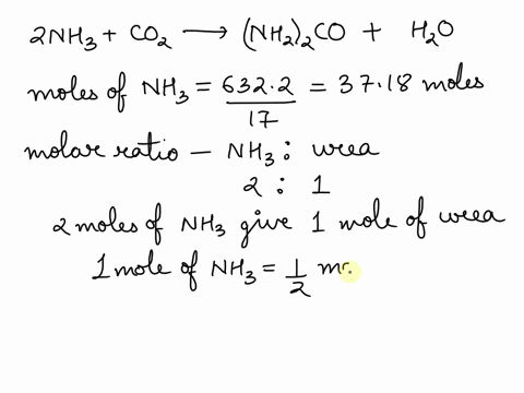 urea-nh22co-is-prepared-by-reacting-ammonia-with-carbon-dioxide-according-to-the-equation-2nh3g-co2g-nh2cos-h2ol-in-one-process-6322g-of-nh3-reacted-with-1142g-of-co2-calculate-the-mass-of-u-35698