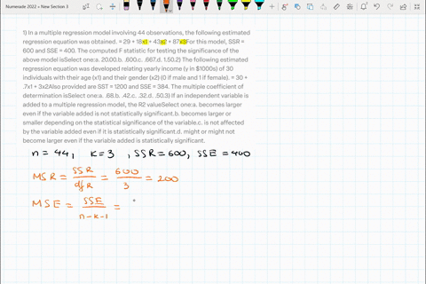 1-in-a-multiple-regression-model-involving-44-observations-the-following-estimated-regression-equation-was-obtained-29-18x1-43x2-87x3for-this-model-ssr-600-and-sse-400-the-computed-f-statist-67058