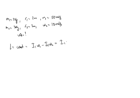 two-disks-are-mounted-on-frictionless-bearings-on-the-same-axle-and-can-be-brought-together-so-that-they-couple-and-rotate-as-one-unit-the-first-disk-which-has-a-mass-of-2-kg-and-radius-of-2-14498