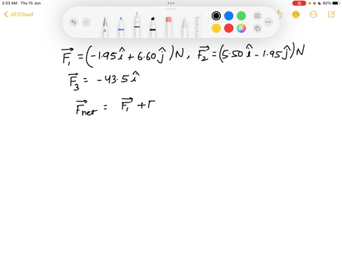 three-forces-acting-on-an-object-are-given-by-f1-195i-660j-n-f2-550i-195j-n-and-f3-435i-n-the-object-experiences-an-acceleration-of-magnitude-370-ms2-a-what-is-the-direction-of-the-accelerat-95591