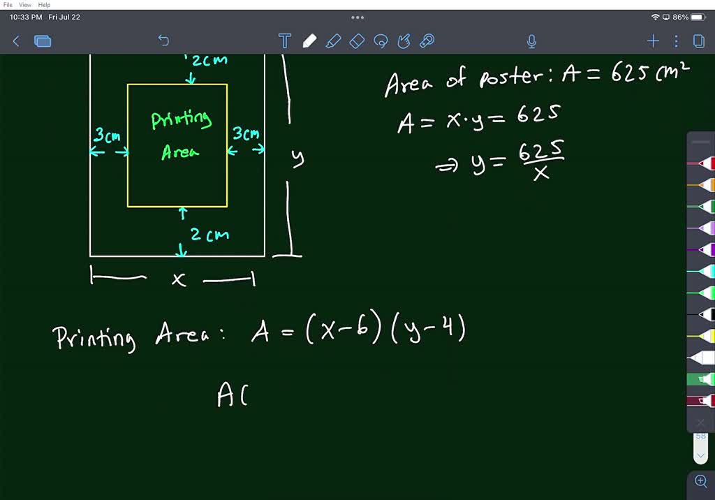 SOLVED Texts You are designing a poster with an area of 900 cm² to