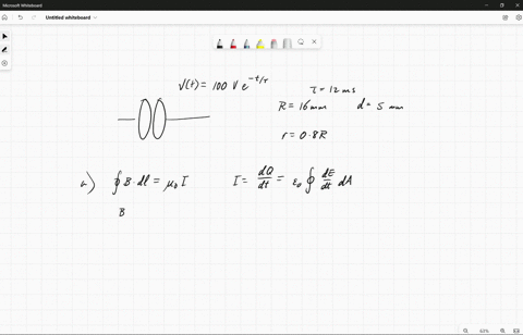 a-parallel-plate-capacitor-with-circular-plates-of-radius-r-16-mm-and-gap-width-d-50-mm-has-a-uniform-electric-field-between-the-plates-starting-at-time-t-0-the-potential-difference-between-36651