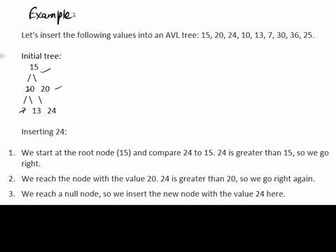 avl-tree-build-an-avl-tree-with-the-following-values-15-20-24-10-13-7-30-36-25-perform-the-following-operations-remove-24-from-the-tree-remove-20-from-the-tree-show-the-whole-process-of-inse-05556