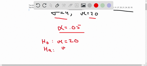 the-following-sample-was-taken-from-a-normally-distributed-population-with-a-known-standard-deviation-4-test-the-hypothesis-that-the-mean-20-using-a-level-of-significance-of-005-and-the-alte-55074