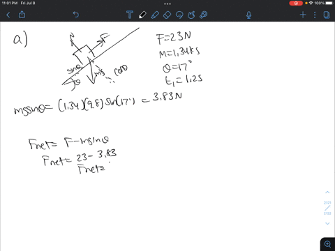 an-object-of-mass-134-kg-rests-at-the-bottom-od-a-long-inclined-plane-with-an-angle-of-170-degrees-an-external-force-of-230n-is-applied-to-the-object-parallel-to-the-inclined-plane-to-propel-66285