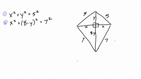 a-kite-has-a-5-inch-side-a-7-inch-side-one-of-the-diagonals-is-bisected-by-the-other-the-bisecting-diagonal-has-length-8-inches-find-the-length-of-the-bisected-diagonal