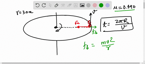 you-are-sitting-on-the-edge-of-a-horizontal-disk-for-example-a-playground-merry-go-round-that-has-radius-300-m-and-is-rotating-at-a-constant-rate-about-a-vertical-axis-the-coefficient-of-sta-34851