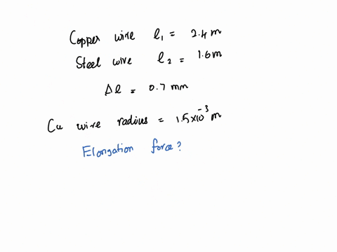 a-copper-wire-of-length-24-m-and-a-steel-wire-of-length-16-m-both-of-diameter-3-mm-are-connected-end-to-end-when-stretched-by-a-load-the-net-elongation-found-to-be-07-mm-the-load-appled-is-y-22209