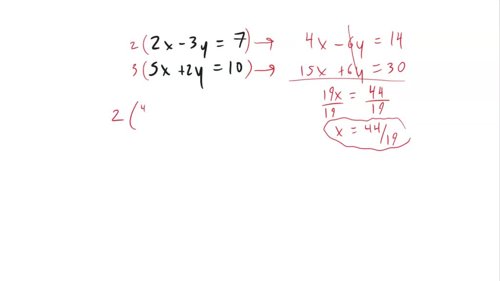 Solved Q4 Solve The Following Pair Of Equations By The Elimination Method A 2x 3y 7 6736