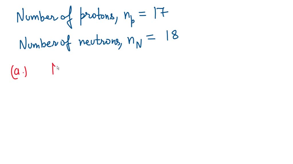 SOLVED a chlorine atom has 17 protons and 18 neutrons. what is its