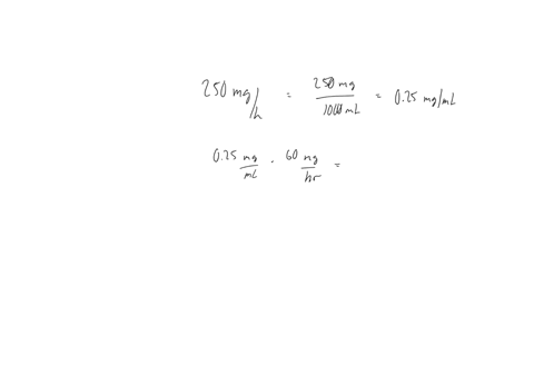 a-250-mg-per-l-solution-of-drug-is-administered-intravenously-at-a-rate-of-60-ml-per-hour-to-a-patient-with-constant-blood-volume-equal-to-4l-the-drug-is-metabolized-by-the-patient-at-a-rate-24096