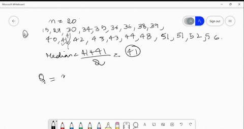 use-the-accompanying-data-set-to-complete-the-following-actions-a-find-the-quartiles-b-find-the-interquartile-range-identify-any-outliers_-42-51-36-43-41-36-41-48-43-39-35-56-44-34-15-52-38-33354