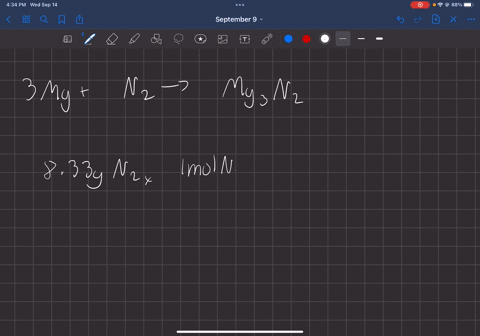 magnesium-and-nitrogen-react-in-a-combination-reaction-to-produce-magnesium-nitride-3-mg-n2-a-mg3n2-in-a-particular-experiment-a-833-g-sample-of-n2-reacts-completely-the-mass-of-mg-consumed-99818