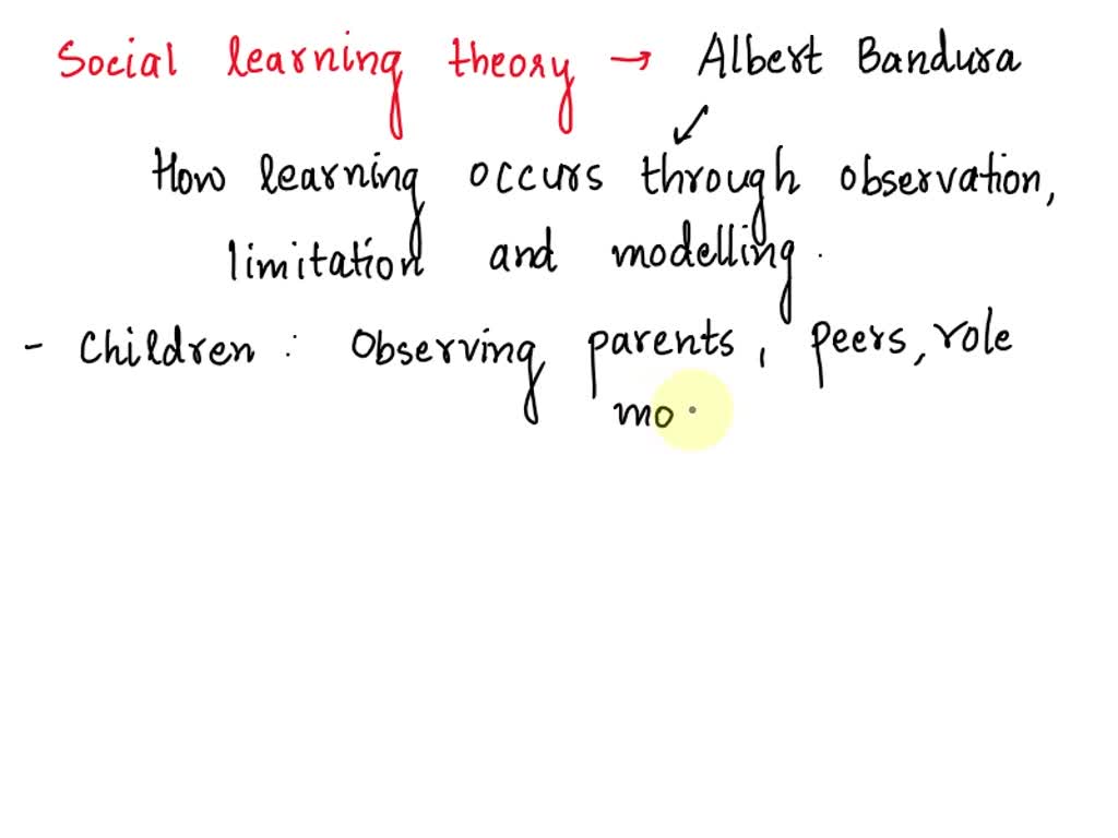 SOLVED According to social learning theory the most important