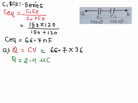 for-the-capacitor-network-shown-in-fig-the-potential-difference-across-ab-is-36-v-finda-the-total-charge-stored-in-this-networkb-the-charge-on-each-capacitorc-the-total-energy-stored-in-the-59838