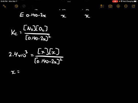 at-2000c-the-equilibrium-constant-for-the-reaction-is-kc-24-103-2-nog-n2g-o2g-if-the-initial-concentration-of-no-is-0140-m-what-are-the-equilibrium-concentrations-of-no-n2-and-o2-o2-m-n2-m-n-32518