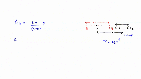 an-electric-dipole-is-defined-as-a-positive-charge-q-and-a-negative-charge-q-separated-by-a-distance-2a-for-the-dipole-find-the-electric-field-e-at-p-due-to-the-dipole-where-p-is-a-distance-01865